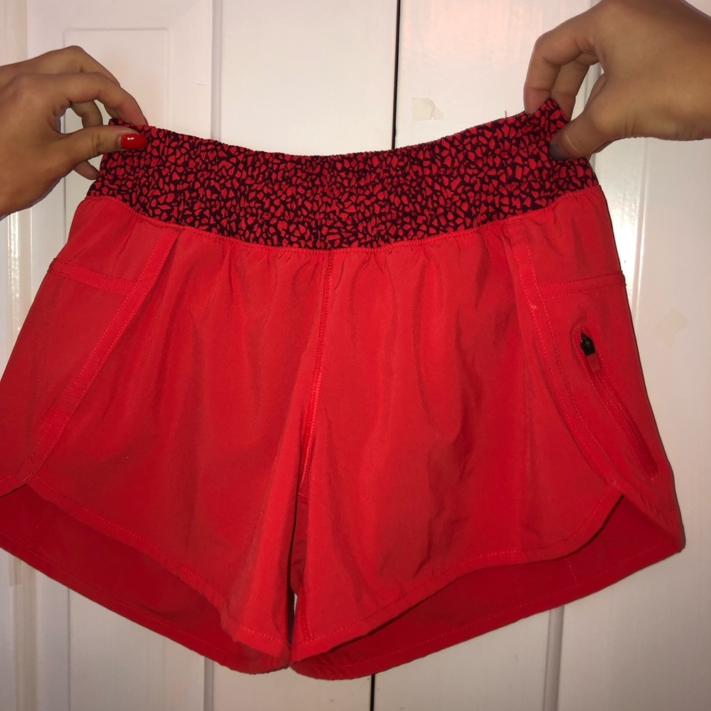 Red Lululemon shorts
